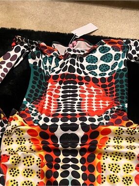 Woman’s Multicolor Dot-Print Off-Shoulder Dress